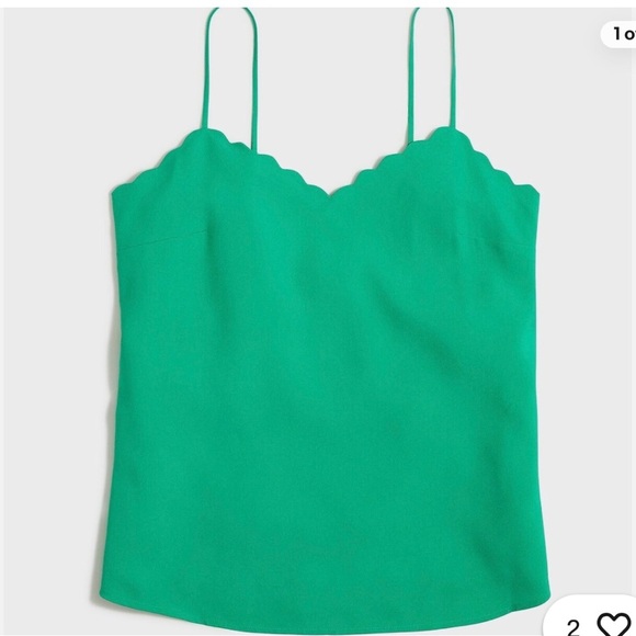 J Crew Factory Green Scalloped Camisole Top - Picture 2 of 6